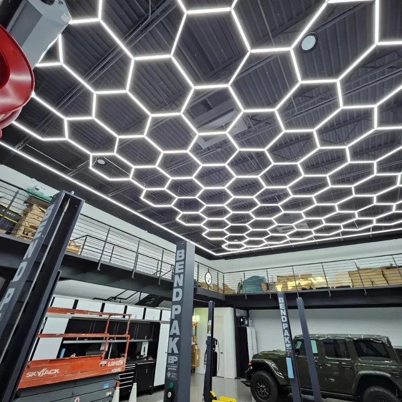 RGBW Hexagon Modular Suspended Lighting for Garage and Gym