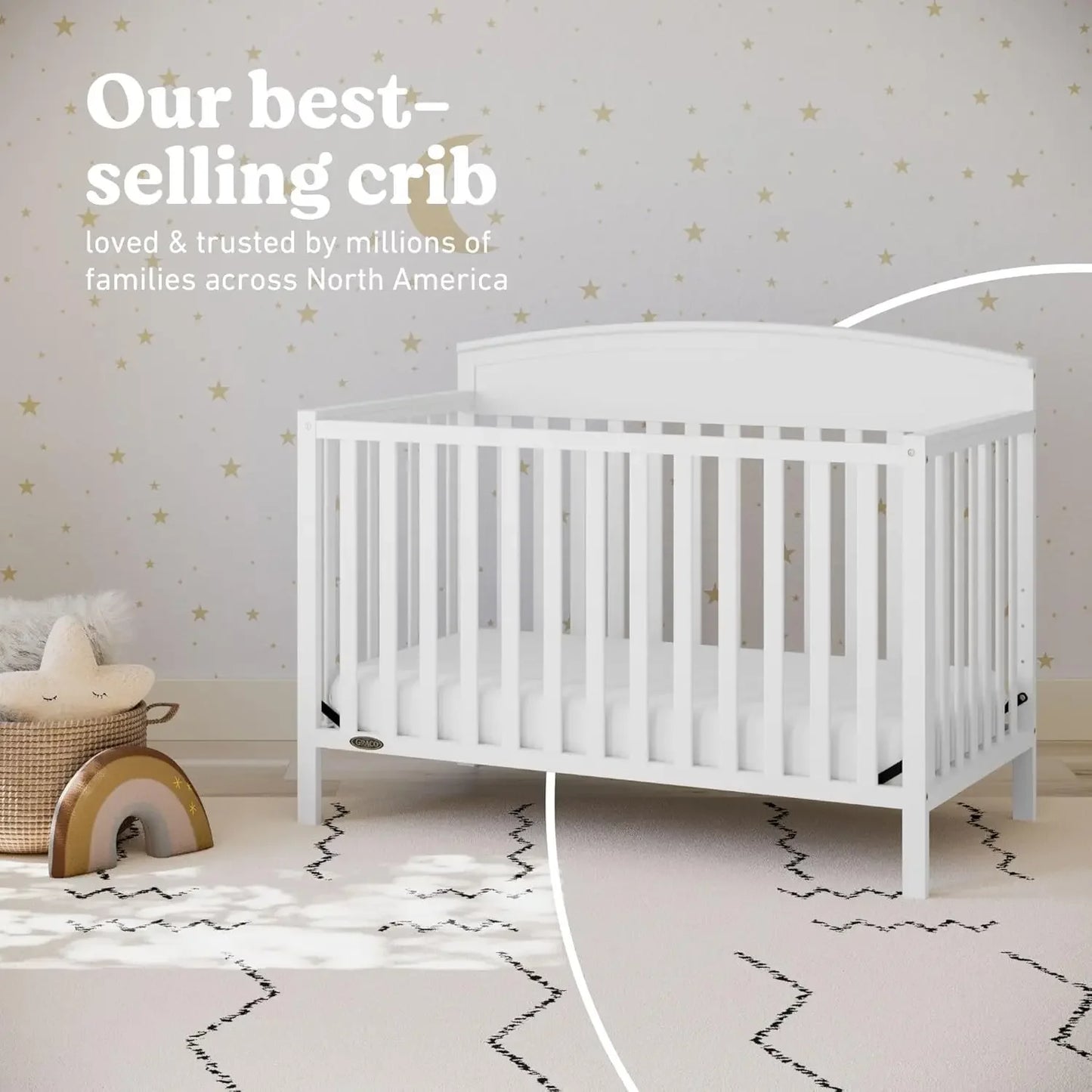 Hign-concerned 5 In 1 Convertible Crib To Toddler Bed