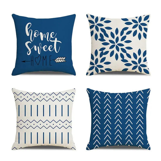 Four Pack Pillow Covers Polyester Cotton For Sofa Decor