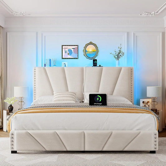 Lady Bug Limited Velvet Headboard Bed Frame Charging