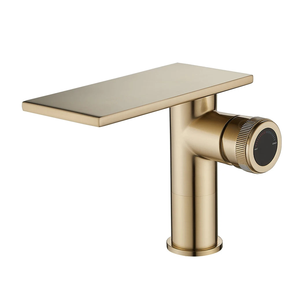 Bathroom Waterfall Basin Sink Faucet Black Brass Hot Cold Mixer