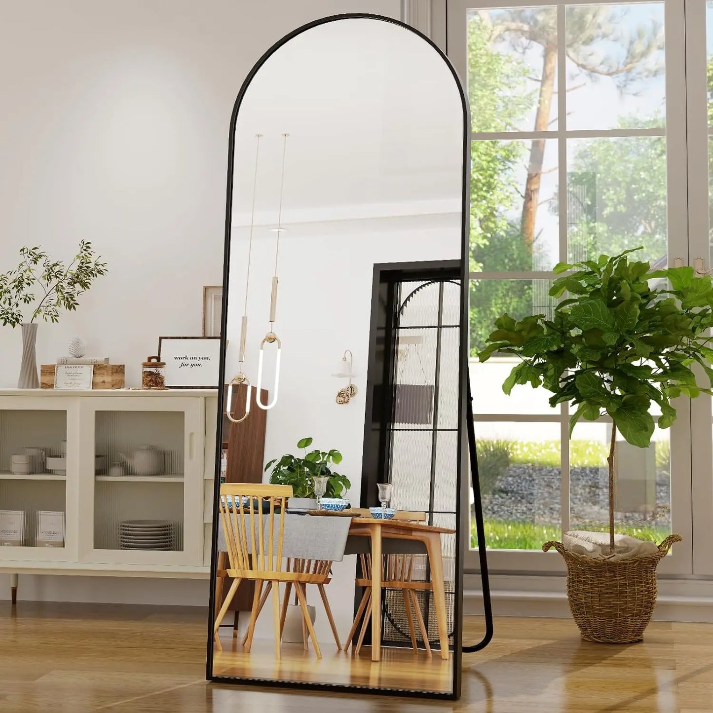 21x64 Inch Arched Full Length Mirror Aluminum Alloy Frame High Definition Full Body Mirror for Bedroom or Living Room
