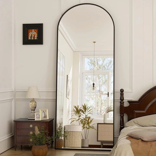 21x64 Inch Arched Full Length Mirror Aluminum Alloy Frame High Definition Full Body Mirror for Bedroom or Living Room