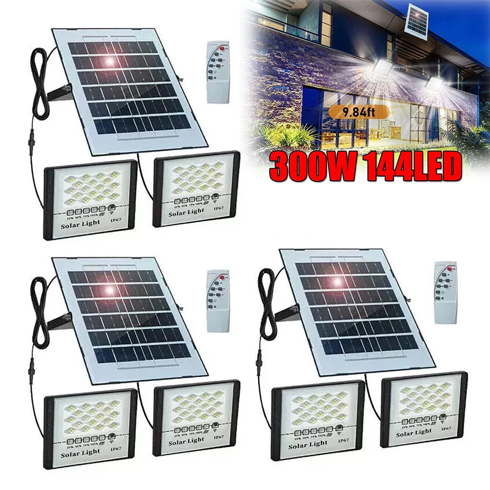 300W Solar Street Light Dusk To Dawn Outdoor LED Flood Lamp
