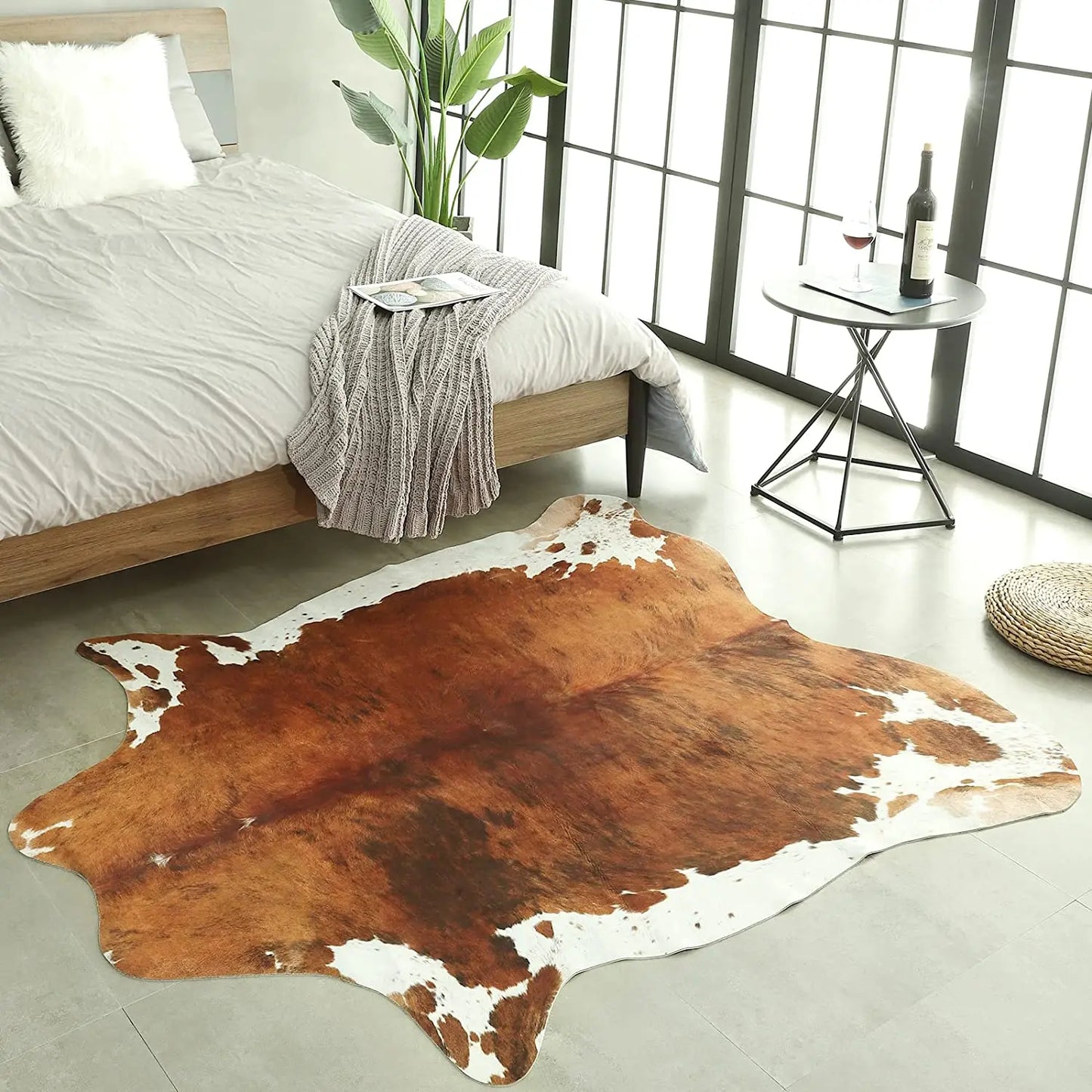 American Style Animal Print Rug Faux Fur Cowhide Rug