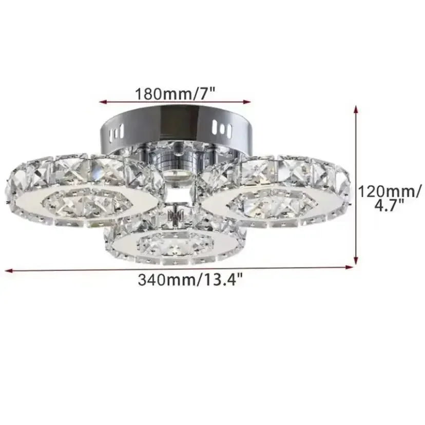 Modern Crystal Chandelier App Dimmable Ceiling Light Fixture Rings Shape Flush Mount for Bedroom Living Room