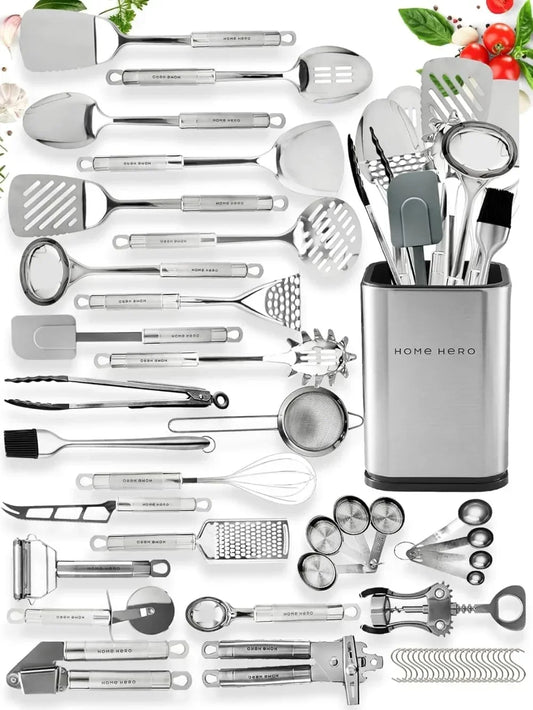Stainless Steel Kitchen Utensils Set Nonstick Heat Resistant Cooking Essentials