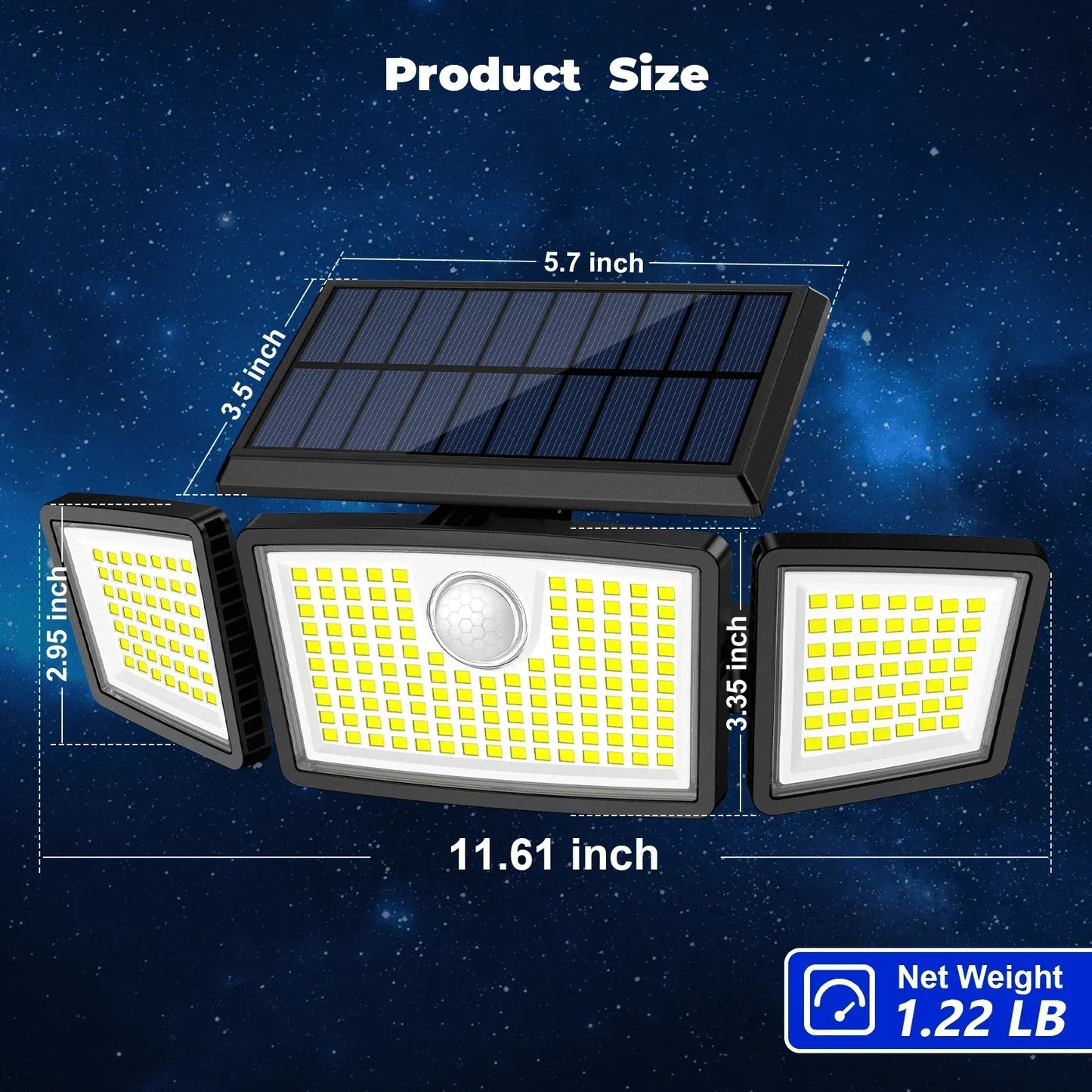 SZRSTH Solar Lights Outdoor - 225LED Motion Sensor Flood Lights