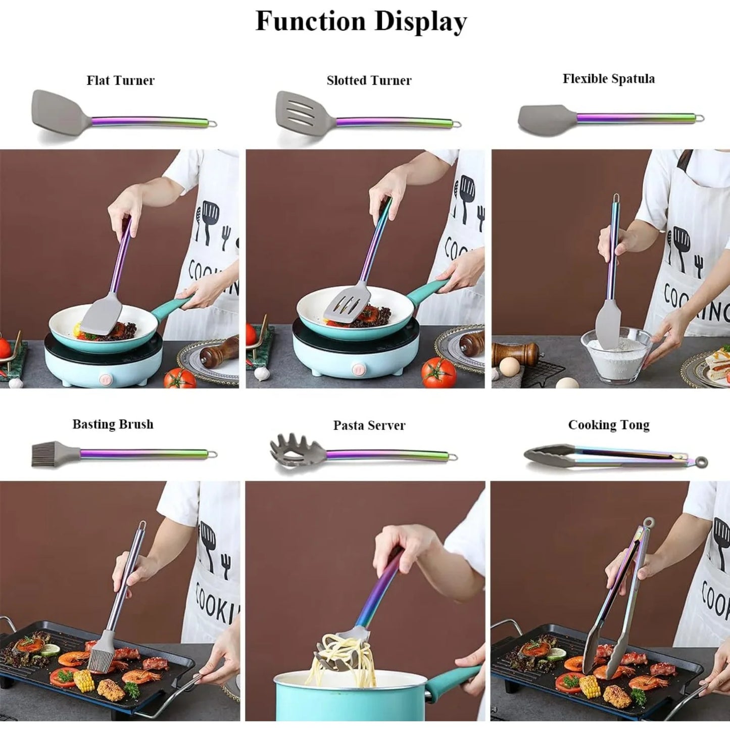 Hign Concerned Silicone Kitchen Utensils Set With Handles