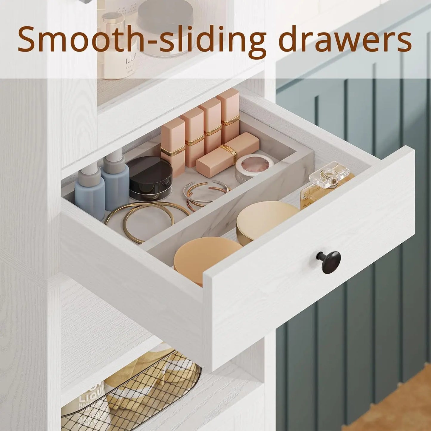 Ironck Tall Slim Bathroom Cabinet With Drawer And Door