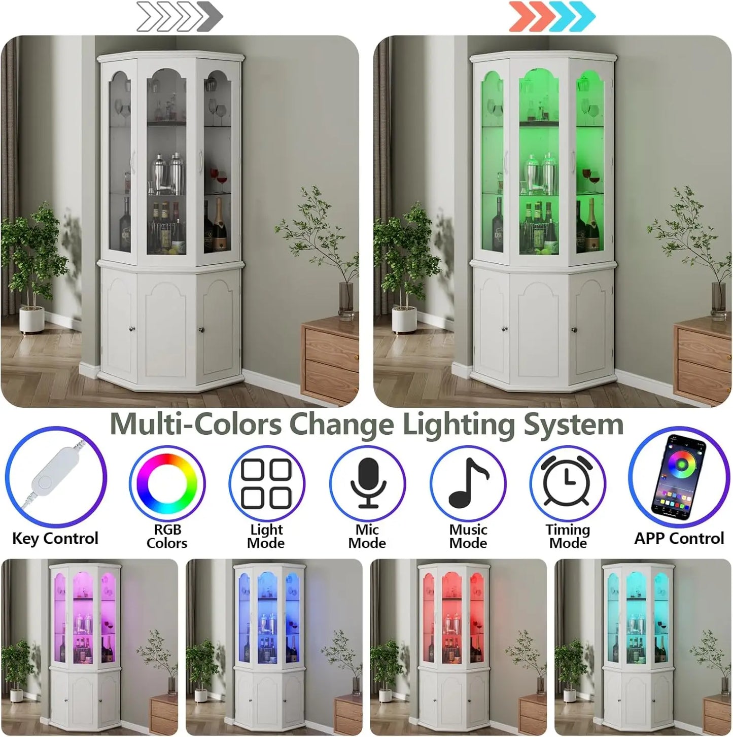 Lady Bug Limited Corner Bar Cabinet With LED Lights