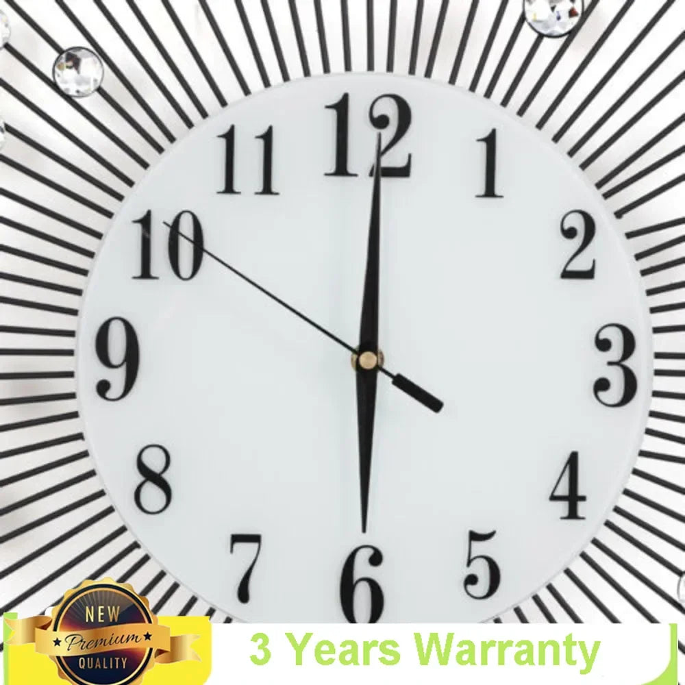 Display Sunburst Metal Wall Clock Modern Diamond Design