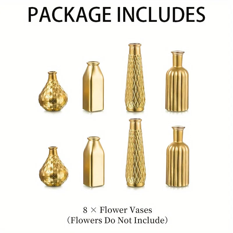 Function Cylindrical Gold Glass Vase Centerpiece Decor