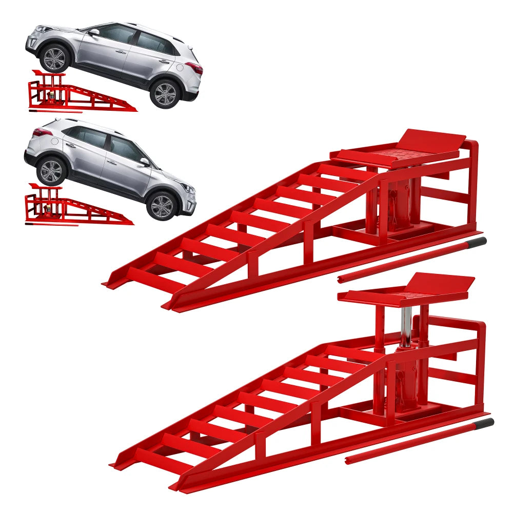 2 Pack Hydraulic Car Ramps 5 Ton 11000 Pounds Low Profile Vehicle Lift Service Ramps Truck Trailer Garage Equipment