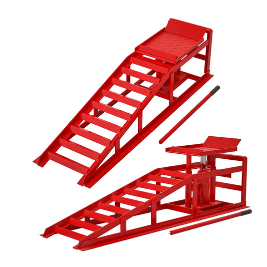 2 Pack Hydraulic Car Ramps 5 Ton 11000 Pounds Low Profile Vehicle Lift Service Ramps Truck Trailer Garage Equipment