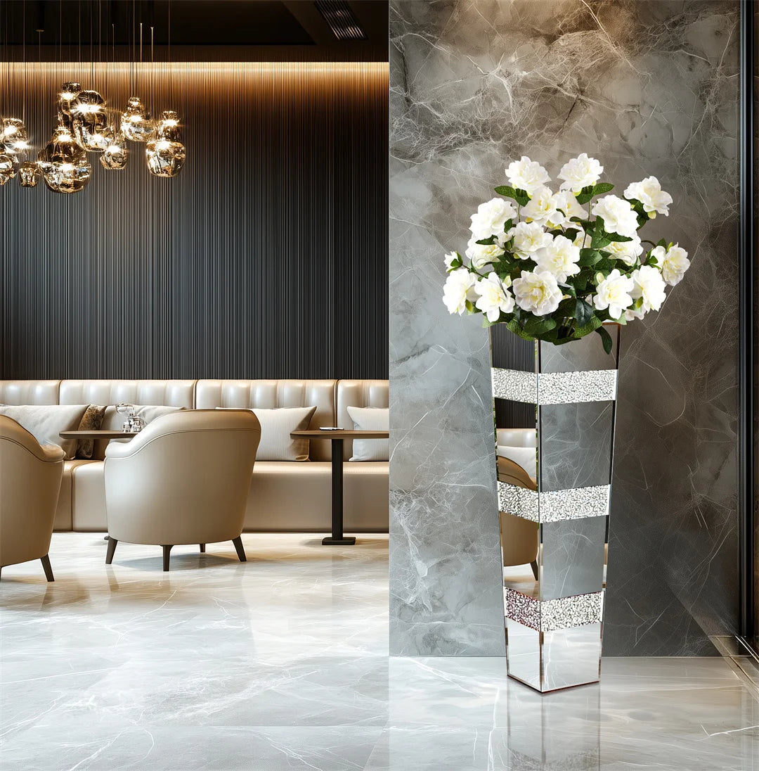 Function Modern Floor Vase Crystal Mirrored Flower Vase
