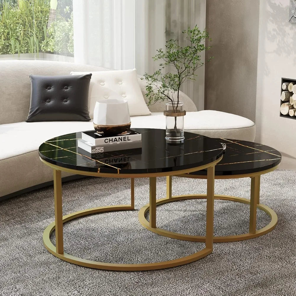 Modern Round Nesting Coffee Tables Set Of 2 For Living Room