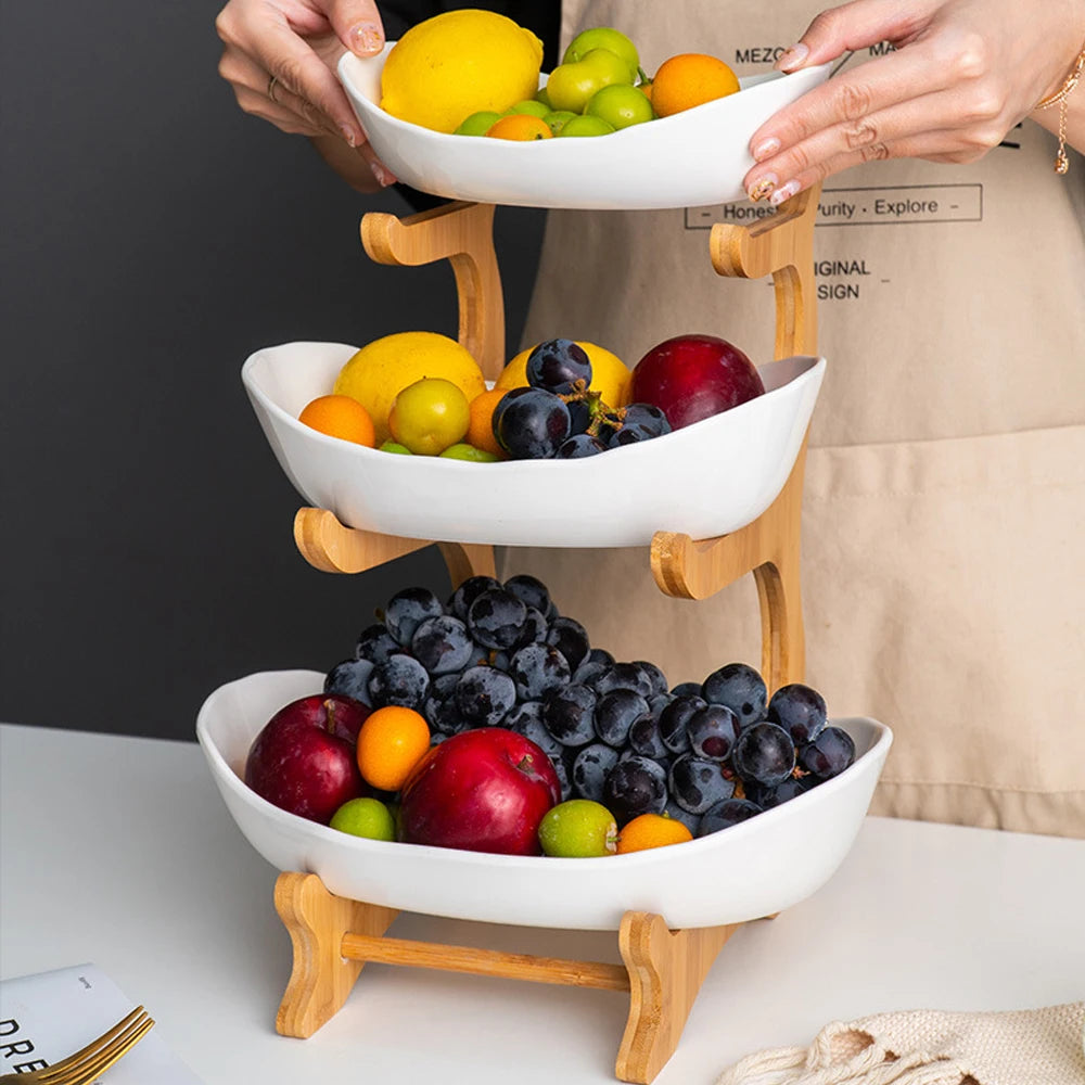 Hign-concerned 3 Layer Fruit Plate Plastic Snack Dish Stand