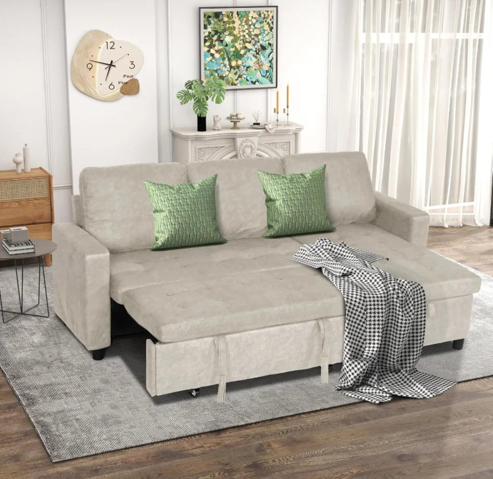 SEOGWIS Convertible Sectional Sofa Sleeper With Storage