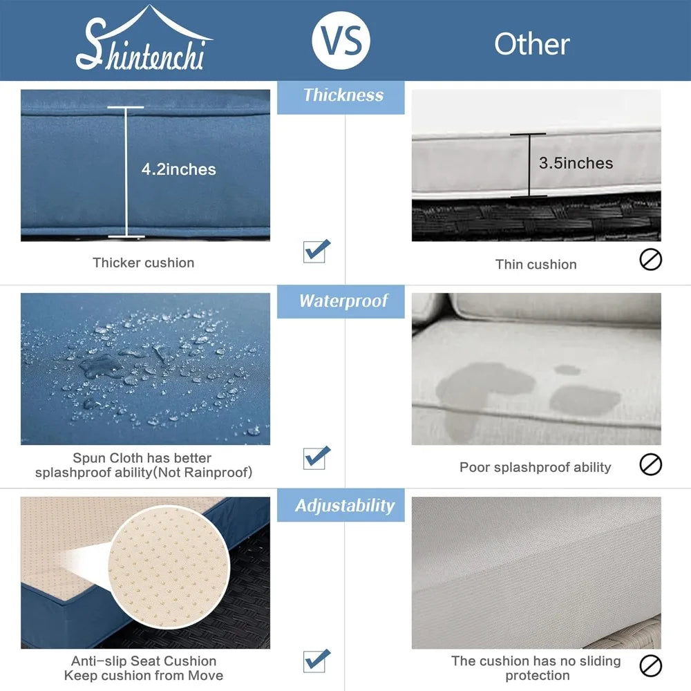 Outdoor PE Wicker Sectional Sofa Set With Coffee Table