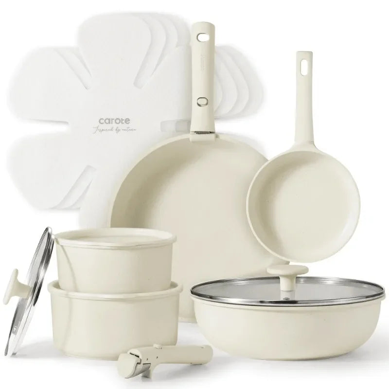 Carote Nonstick Cookware Sets, Non Stick Pots and Pans Set with Removable Handle