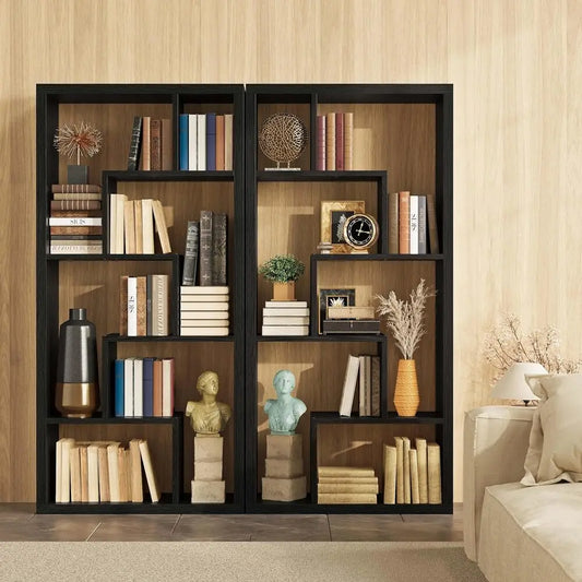 IRONCK Geometric Six Shelf Industrial Bookcase Etagere Display