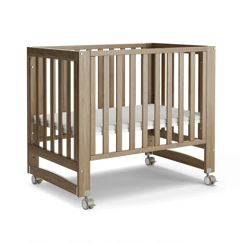 EvoNest 6 in 1 Convertible Baby Crib with Wheels 4 Adjustable Mattress Heights 100 Percent NZ Pinewood Walnut Brown MAMAZING
