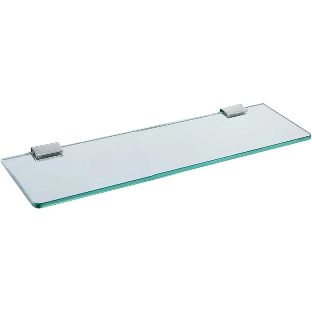 Tempered Glass Bathroom Shelf Wall Mounted Stainless Steel Bracket Floating Storage Organizer Rust Resistant Easy Installation