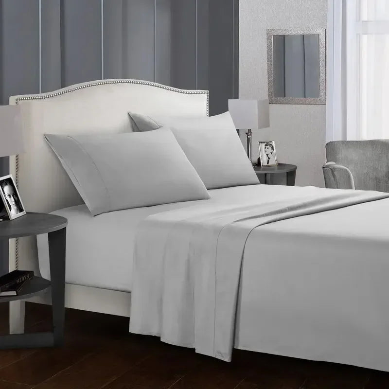 Solid Color Soft Brushed Bed Set Fitted Sheet Flat Sheet Pillowcase Bedding Set Twin Full Queen California King 3 Piece 4 Piece