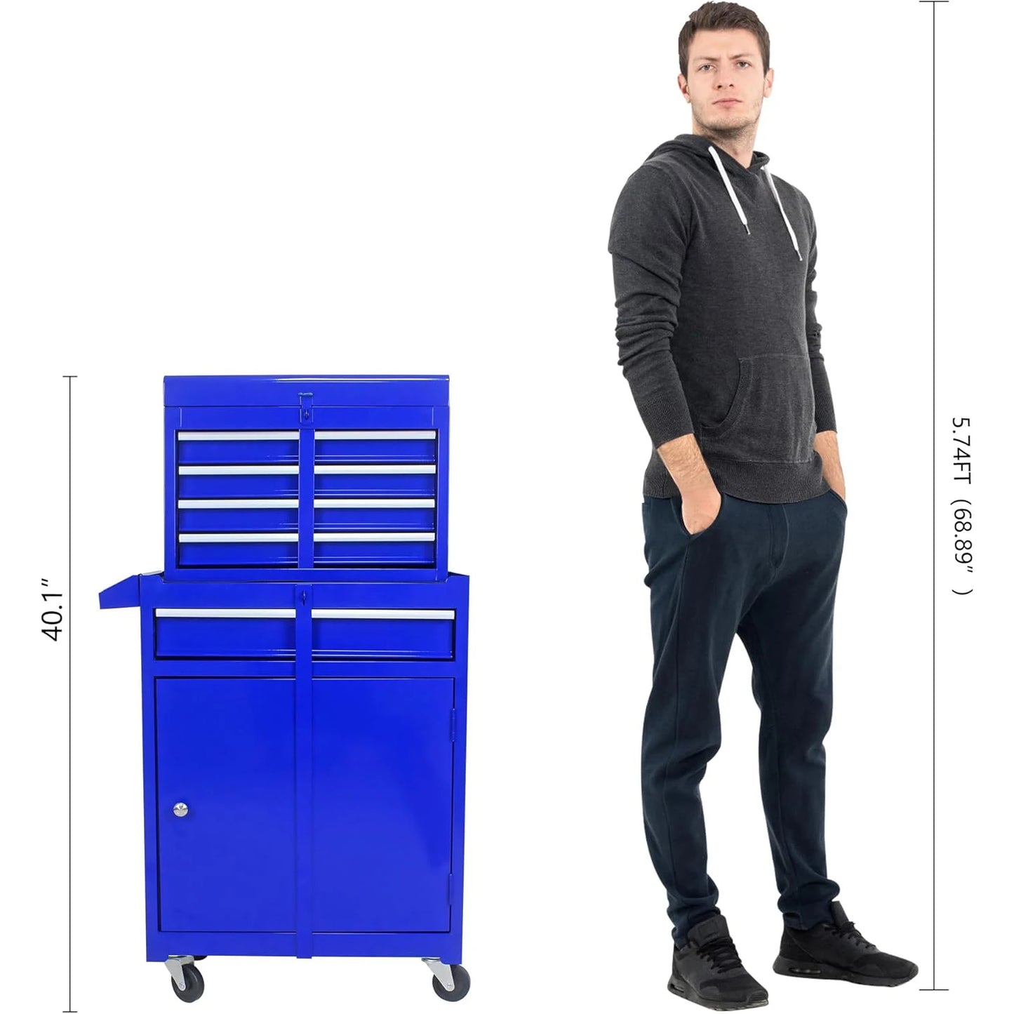 HiMISSH 5 Drawer Rolling Toolbox High Capacity For Garage Workshop