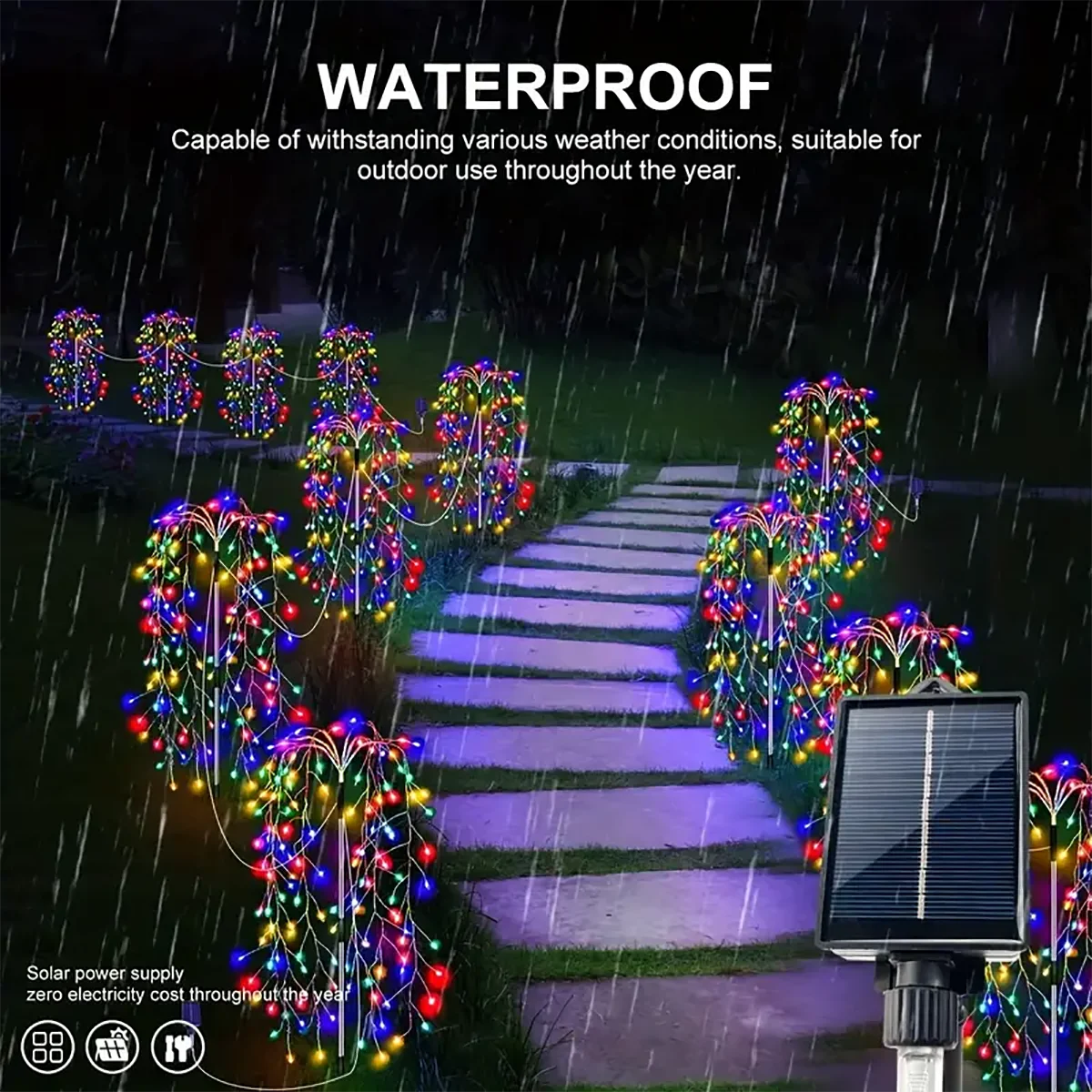 WELPUR Solar Firecracker LED Lights For Garden Decor