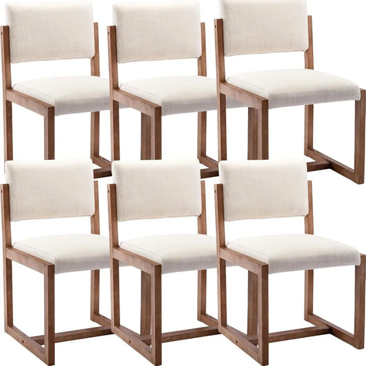 MKDK Mid Century Dining Chairs Set Of 6 Linen Upholstered