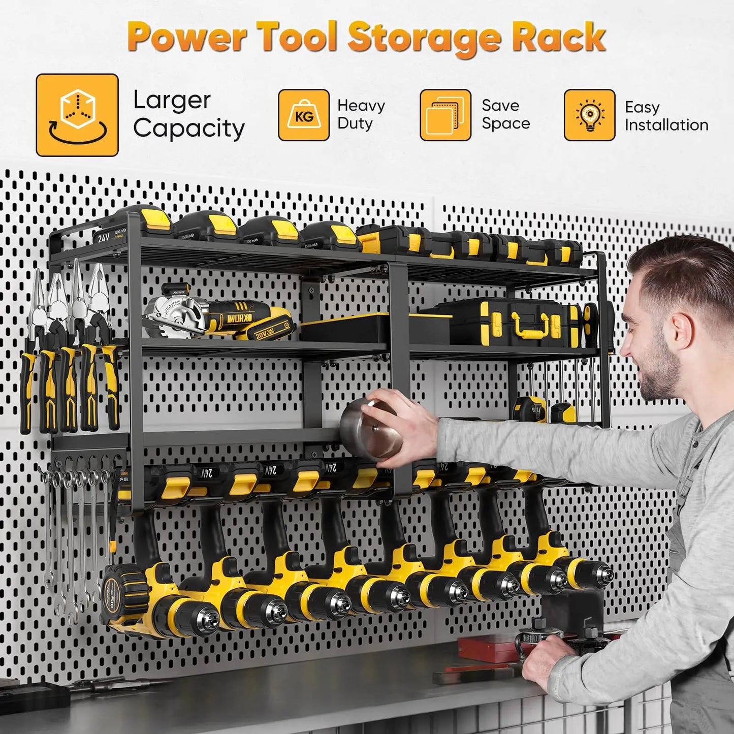 Power Tool Organizer Wall Mount Four Layer Drill Rack