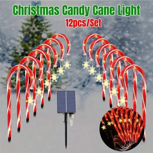 Guangdong Candy Cane Solar Christmas Lights 12 Pack