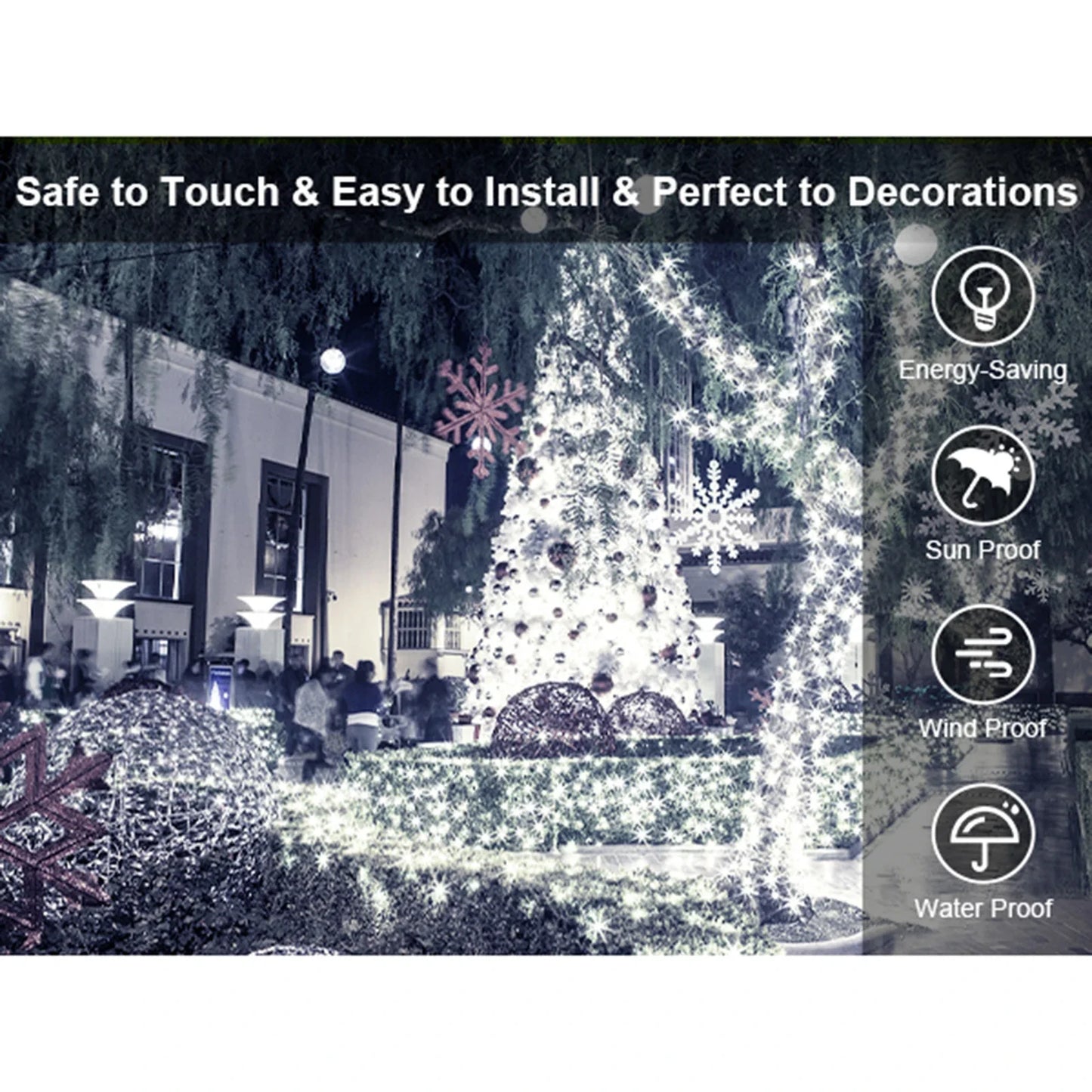 NoHign Christmas Lights Waterproof String 8 Modes Timer