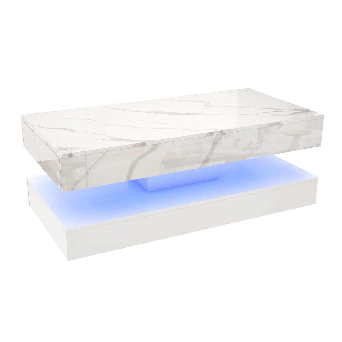 QiaoShiRen Modern LED Coffee Table With Double Layer Drawers