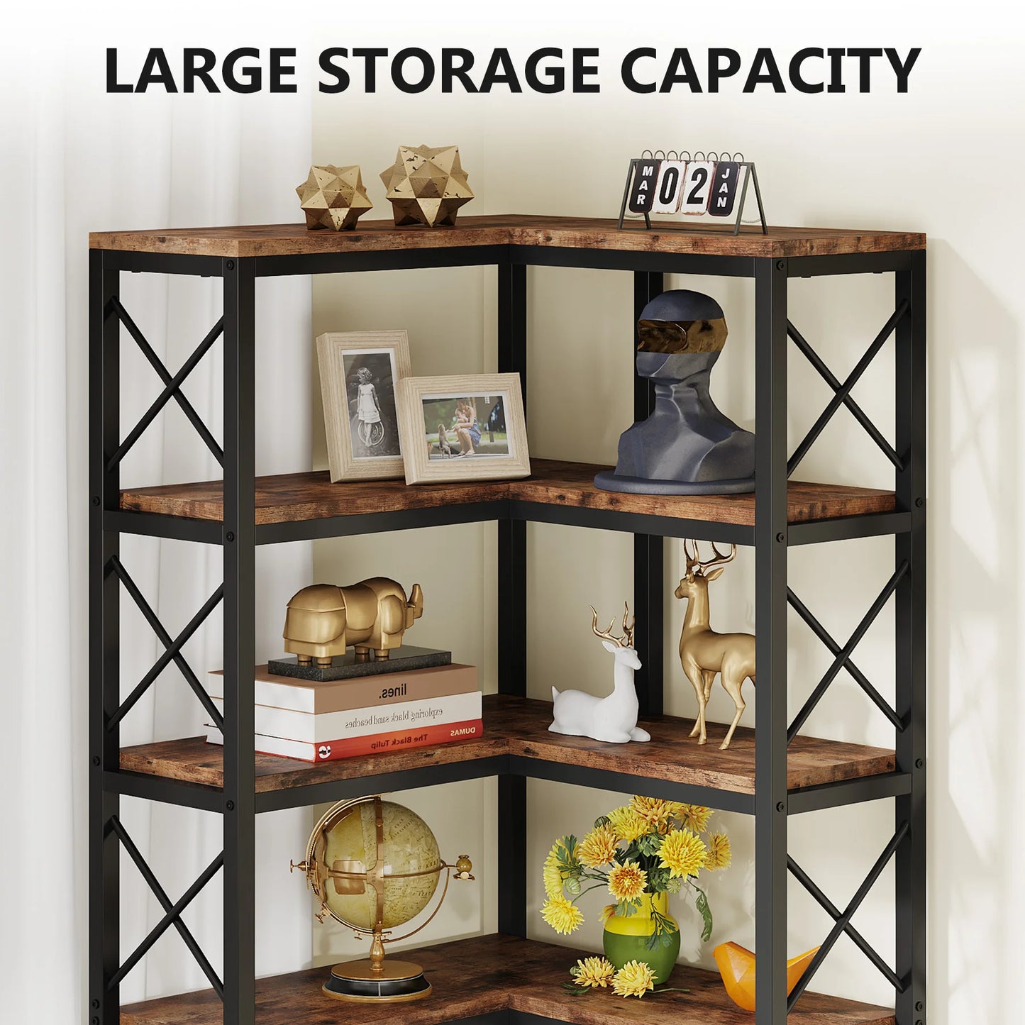 Tribesigns 7-Shelf Corner Bookshelf Modern Tall Bookcase