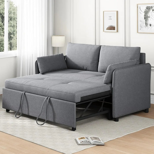 3 In 1 Convertible Sleeper Sofa Bed Pull Out Couch Futon Couches for Living Room with Adjustable Backrest and Disassemble Pillow