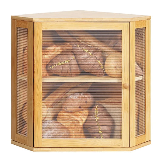Hign-concerned Bamboo Bread Box 2 Tier Adjustable Height