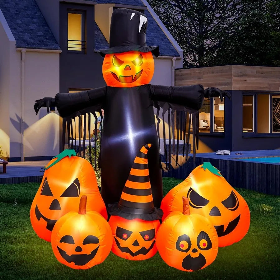 Hign Concerned Halloween Inflatable Pumpkin With LED Yard