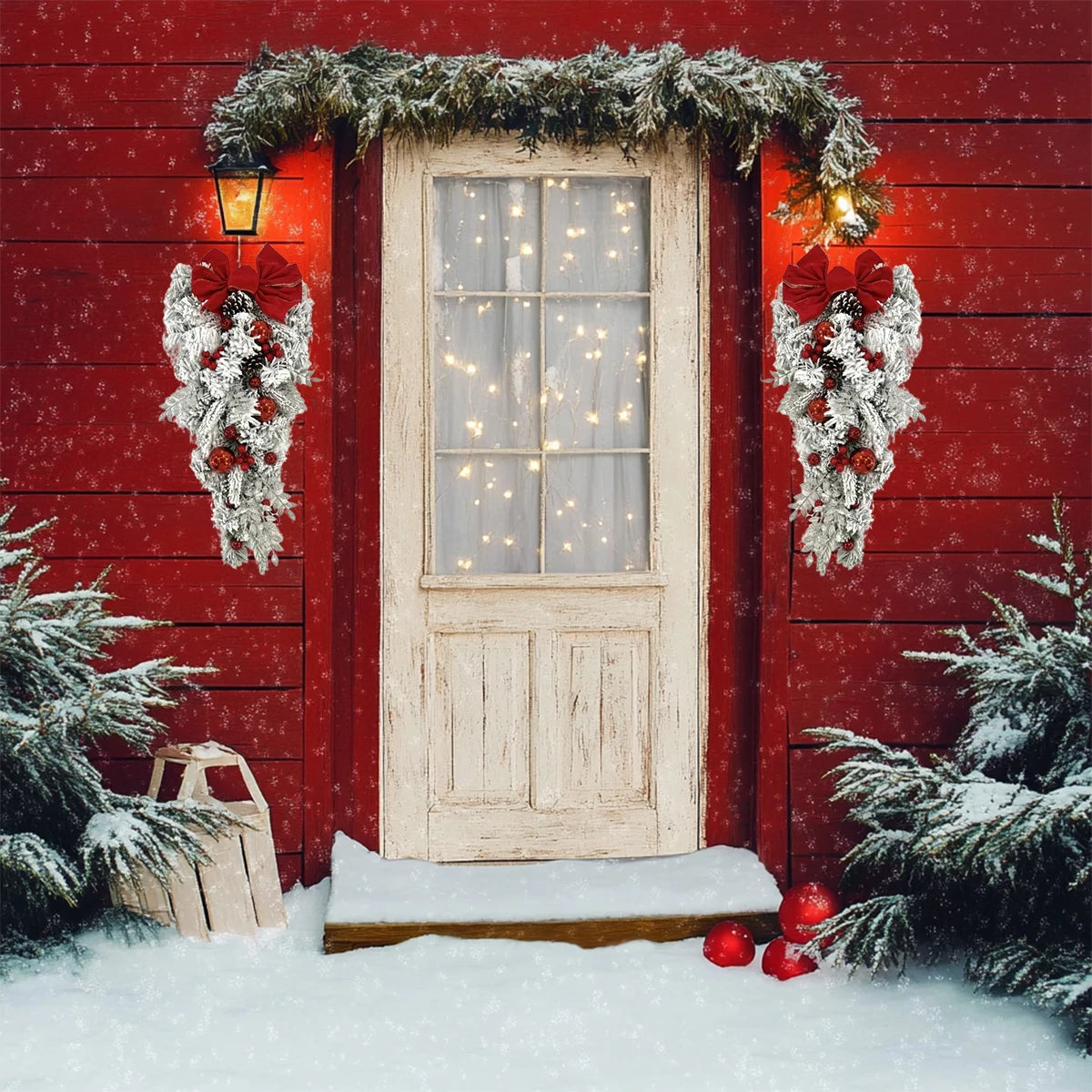CN Zhejiang Christmas Teardrop Swags Front Door Decorations