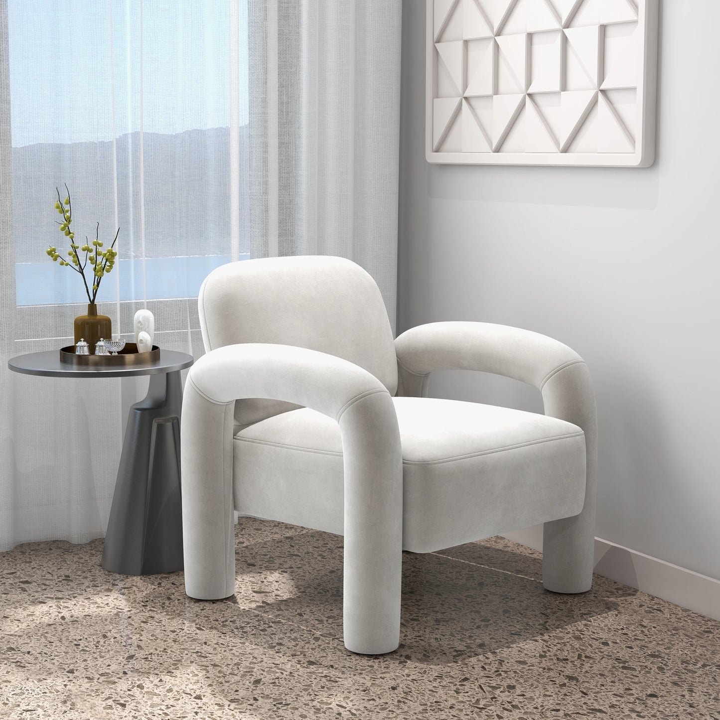 SEYNAR Mid Century Modern Velvet Upholstered Accent Chair