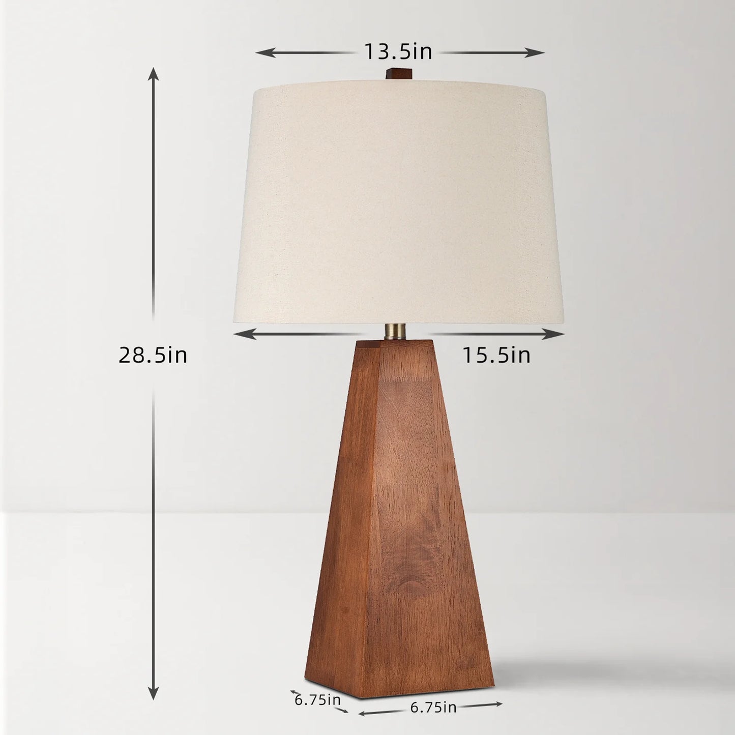 STANBOW Walnut Wood Table Lamp With Linen Shade Modern