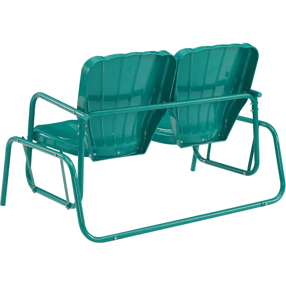 Ridgeland Retro Metal Outdoor Loveseat Glider Rocking Bench