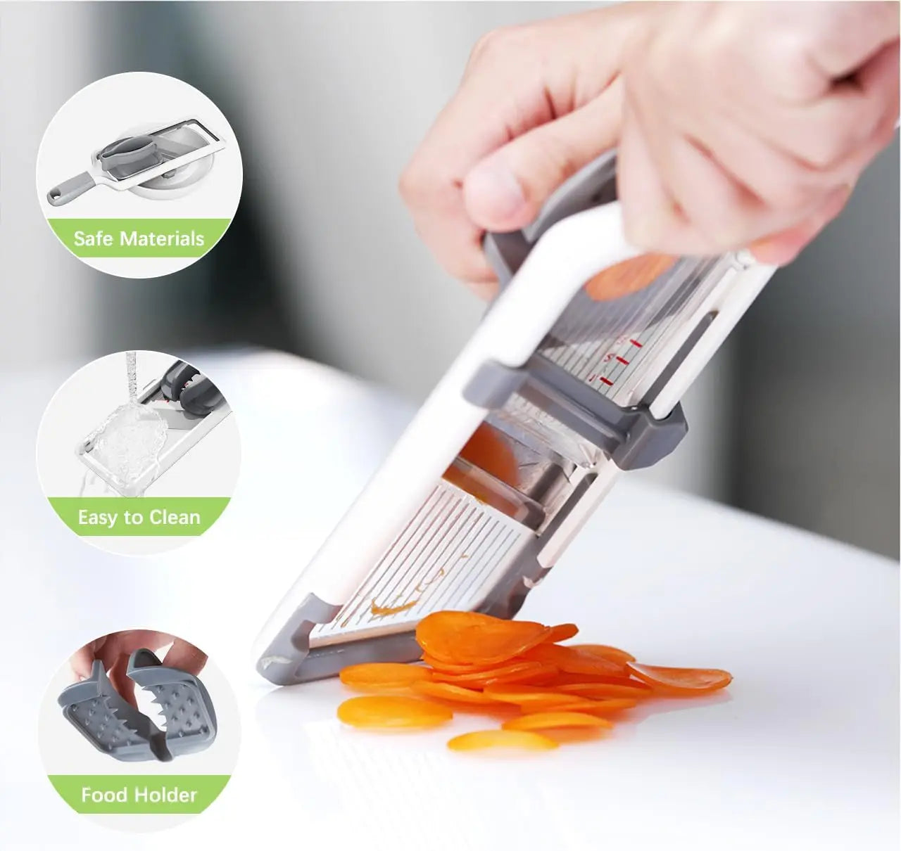 Handheld Vegetable Slicer Cutter with Comfort Grip and Safety Features Easy to Clean Slicers for Fruits and Vegetables