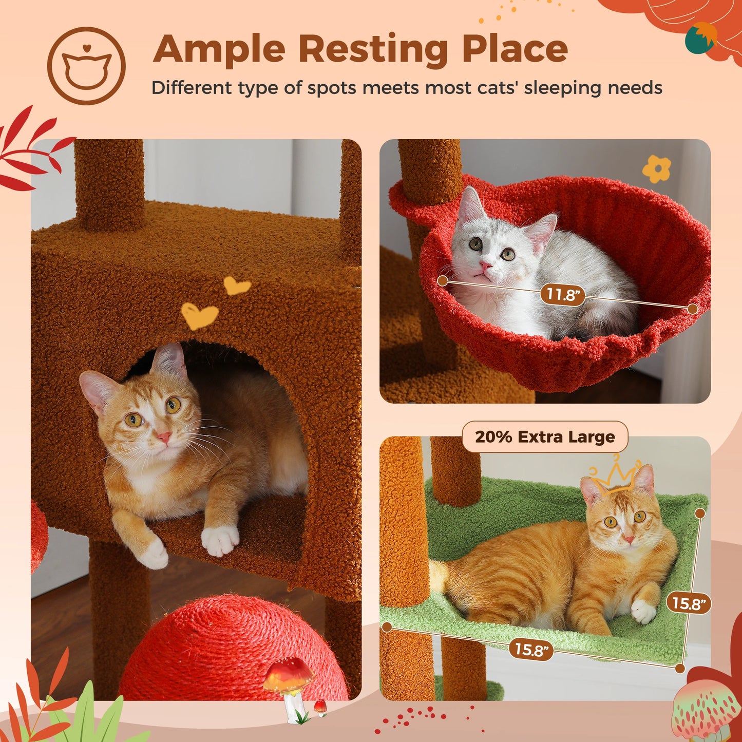 PETEPELACN Cat Tree Floor To Ceiling Tower With Hammock