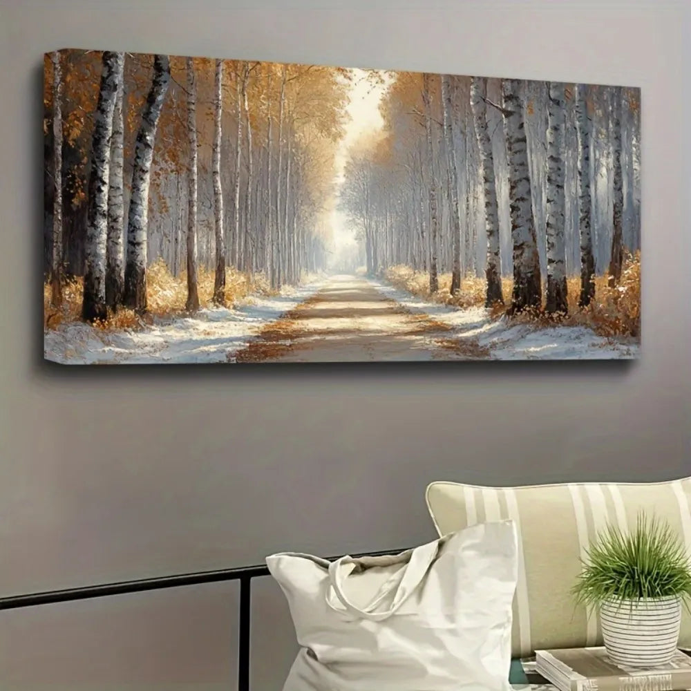 Panoramic Forest Wall Art Gallery Decor With Solid Wood Frame