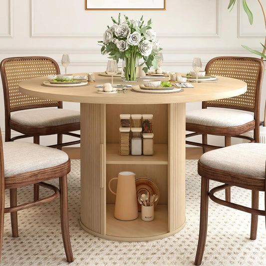 XMSJHign-concerned Round Dining Table For Four With Storage