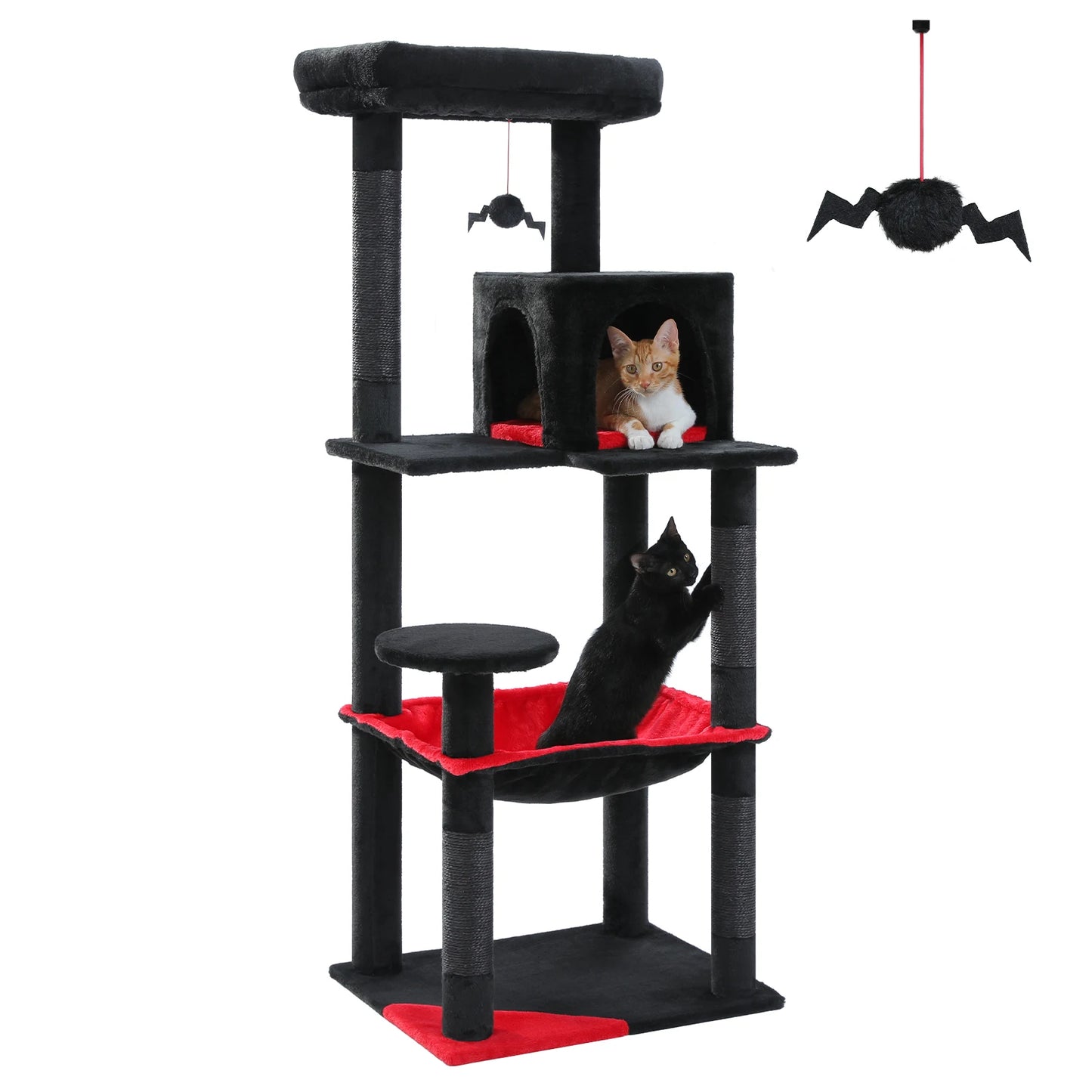 Cat Tree for Indoor Cats 5 Level Cat Tower with Large Hammock and Sisal Covered Scratching Posts Cozy Condo and Top Perch