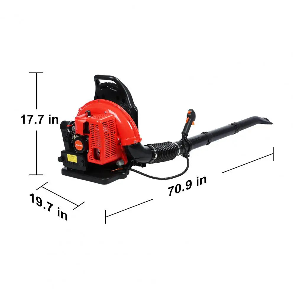 Backpack Leaf Blower 63CC Gas Powered 665CFM 2 Stroke Snow Blower Long Pipe 1.7L Fuel Tank